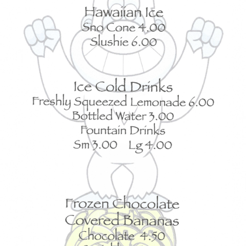 Banana Betty and the Yeti Menu